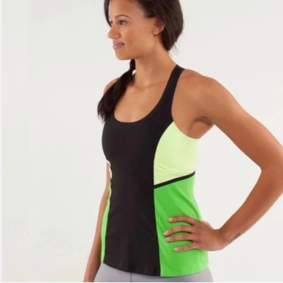 Lululemon Green Black Colorblock Racerback Tank - Picture 1 of 9